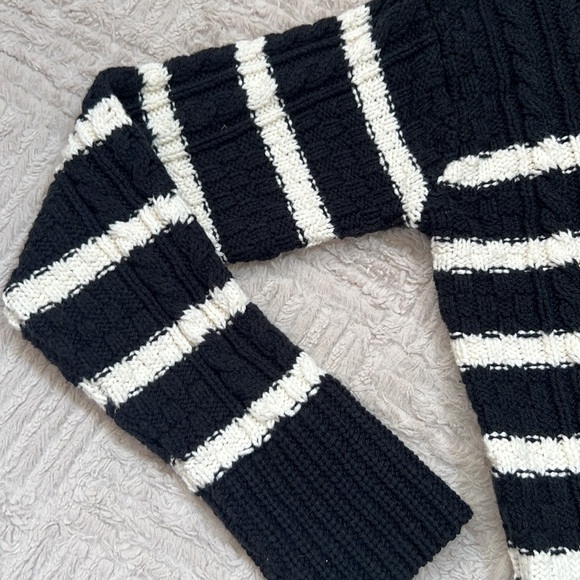 La Ligne x Target Black Quarter Zip Striped Cable Knit Sweater, Size XXS, EUC - Picture 9 of 16